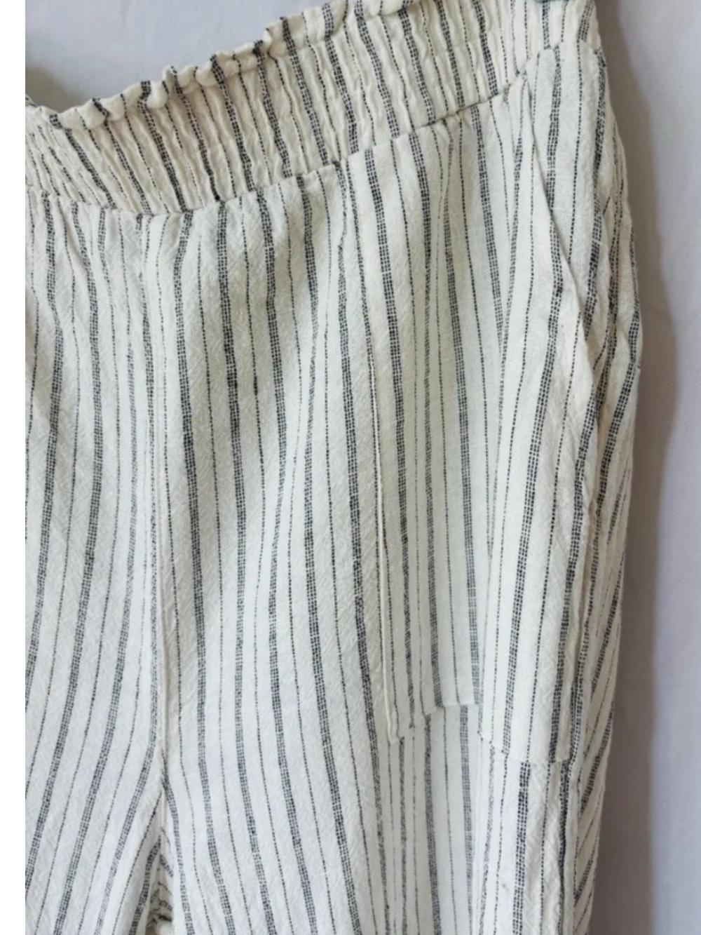 Time and Tru Striped Wide Leg Pant Cream and Black Size Med Elastic Waist Pullon - Picture 3 of 7